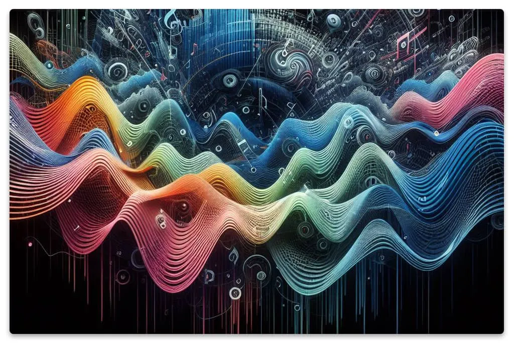 Stylized image of an audio waveform.