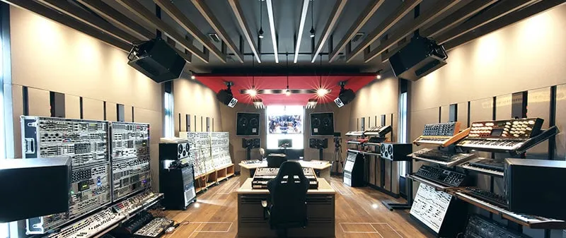 Photo of a large music studio.