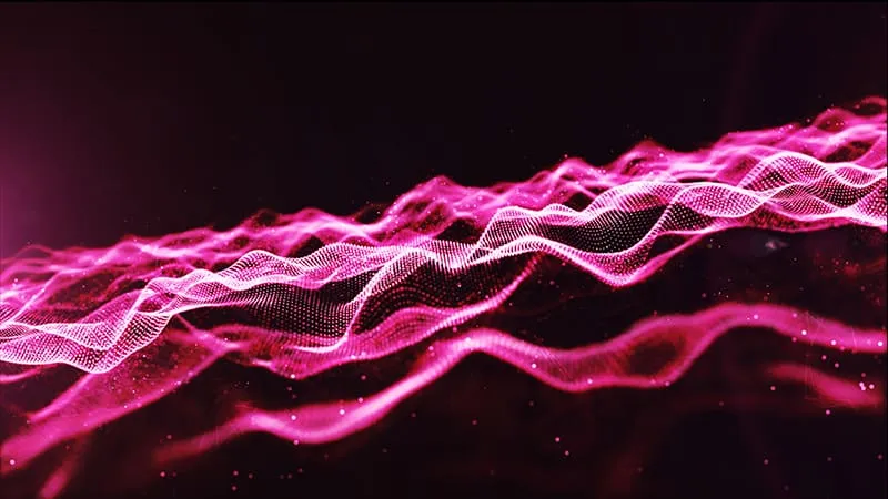 Abstract image of a sound wave in pink.