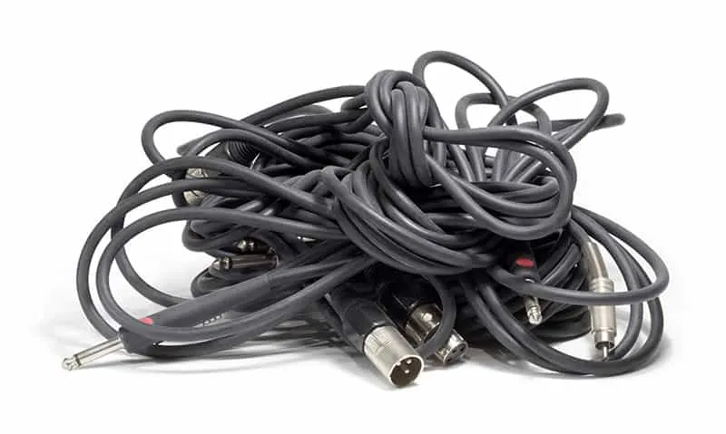 A bundle of audio cables.