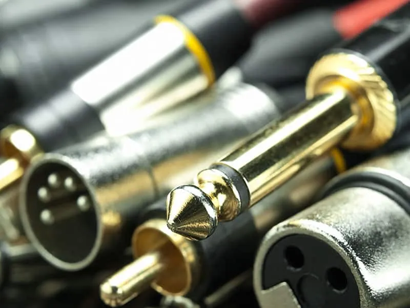 Close-up photo of audio cables.