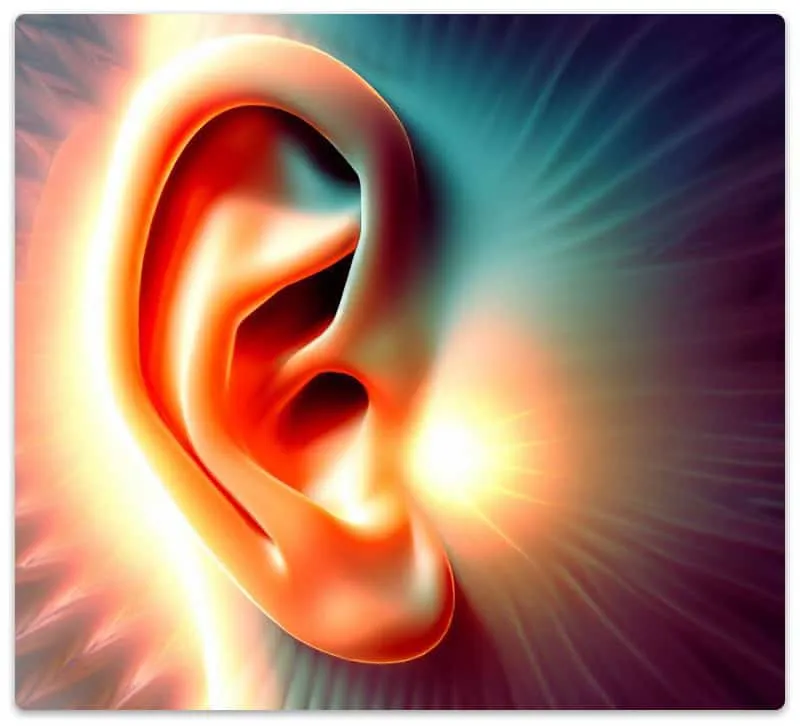 Close up picture of an ear with a heat glow.