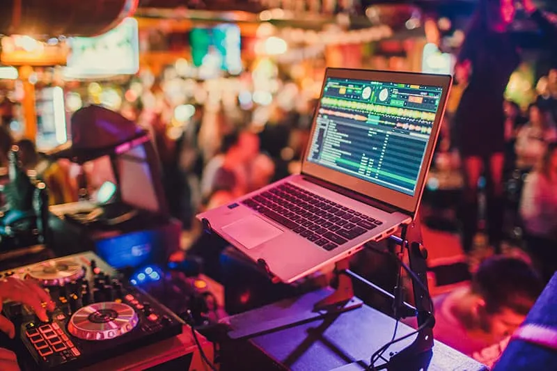 DJ equipment set up at a party.