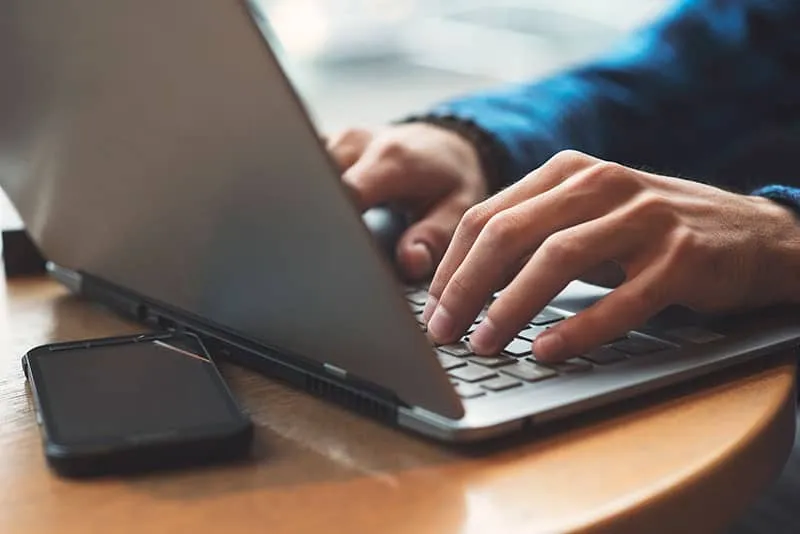 Man using on a laptop