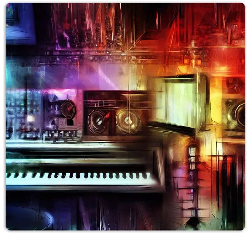 Stylized image of a music studio.