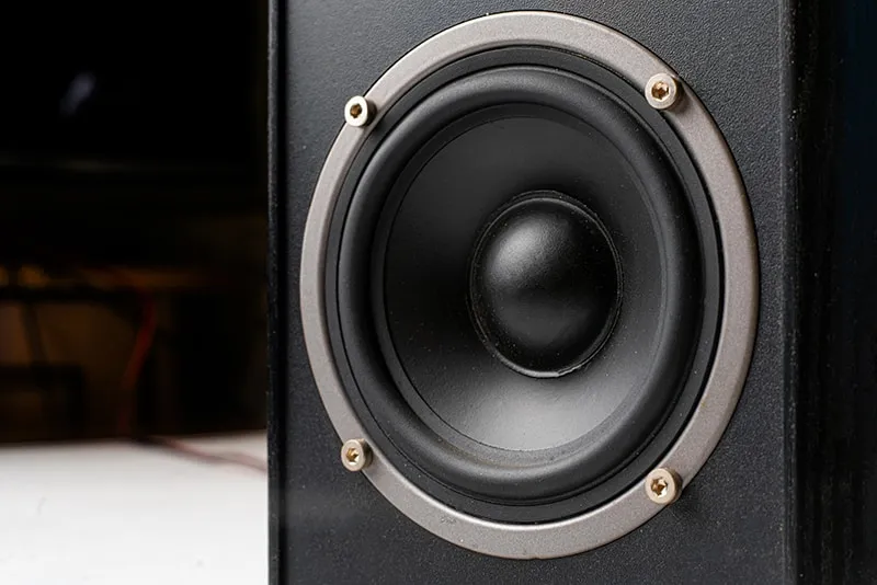 Close up photo of a subwoofer.