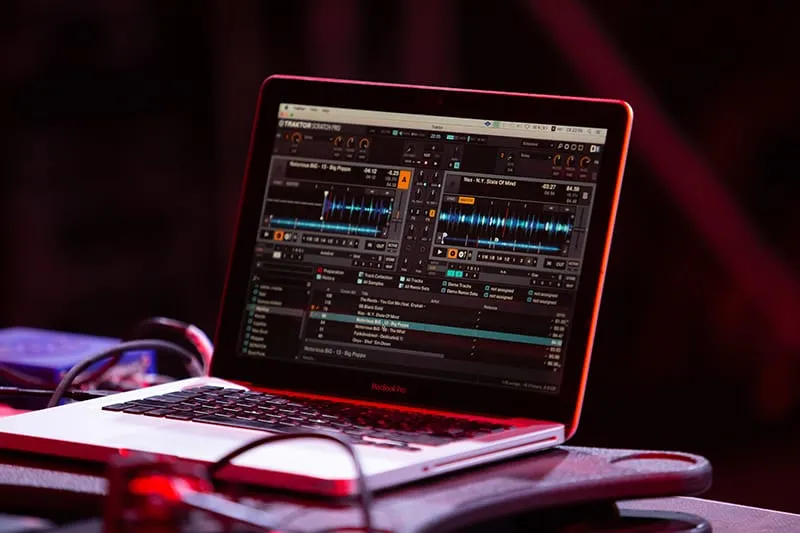 DJ software running on a laptop.