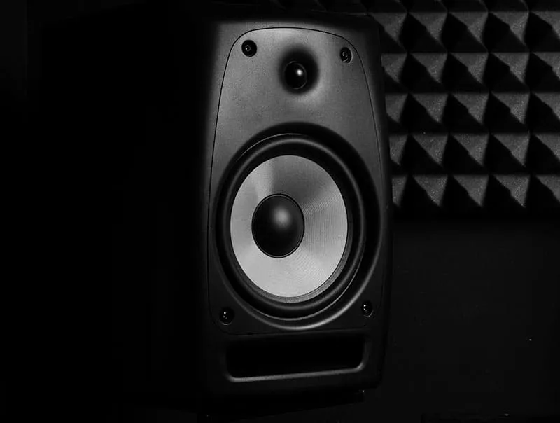 Close-up photo of a studio monitor