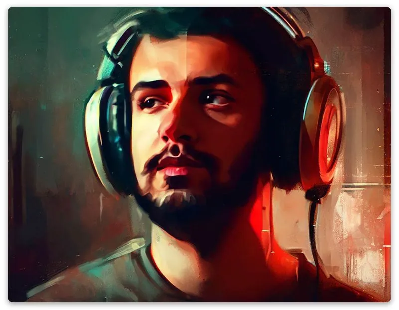 A man wearing headphones.