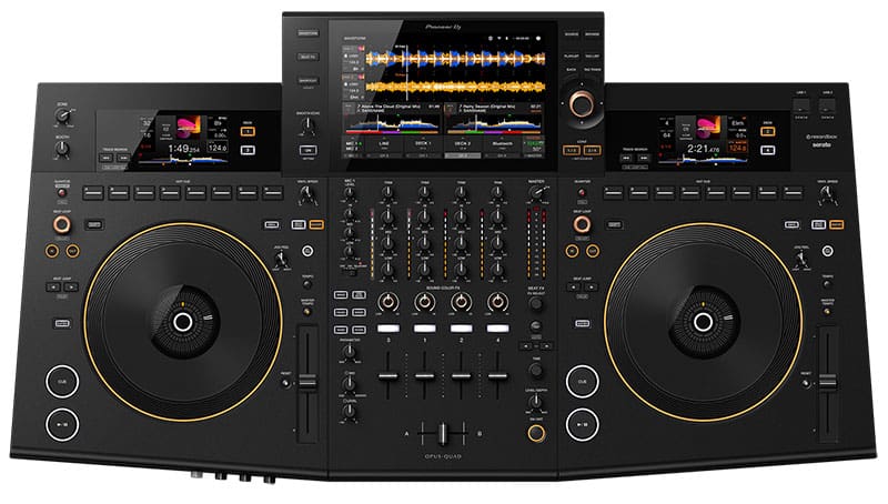 Top view of the Pioneer DJ OPUS-QUAD DJ controller.